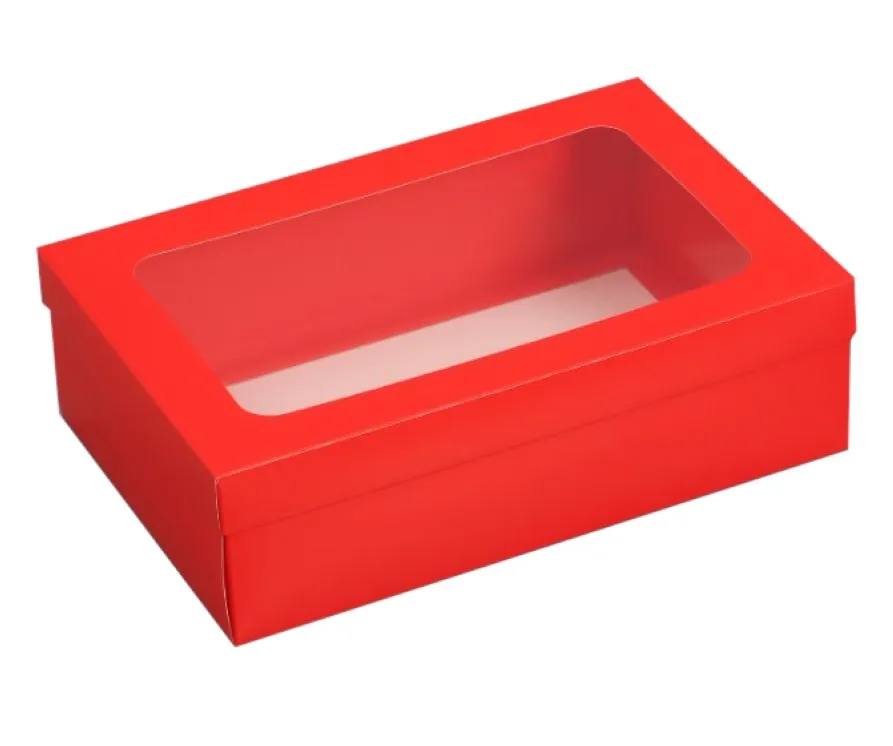 Коробка складная красная с окном 21*15*7см 9702384
