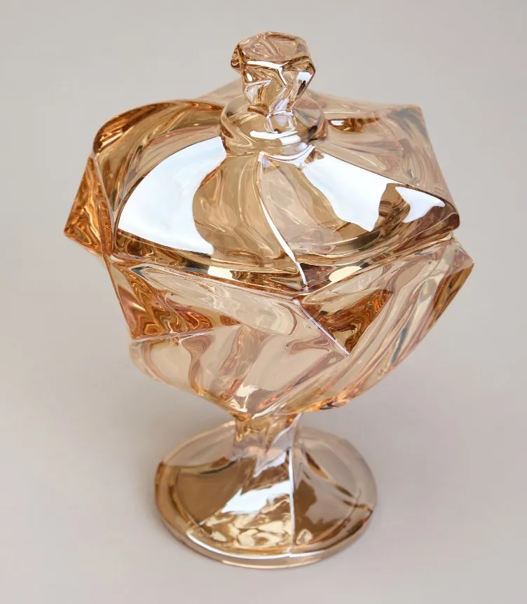 LEFARD Bohema блюдо с крышкой на ножке amber 11,5*16,5см 195-233