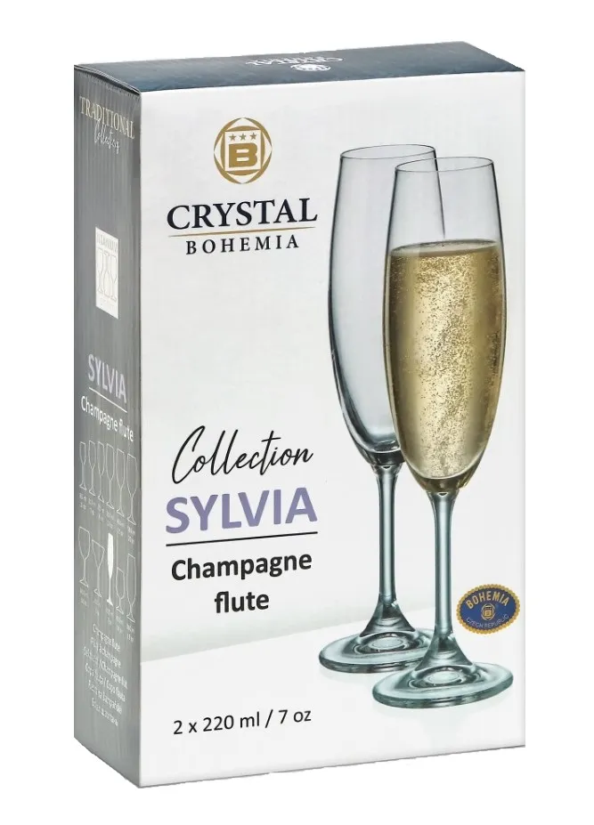 BOHEMIA Crystalite рюмка д/шампанского sylvia 2шт 220мл