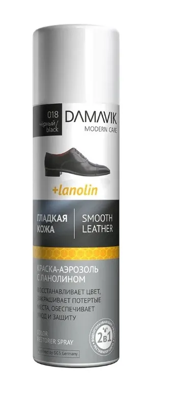 DAMAVIK краска-аэрозоль д/гладкой кожи черный 250мл