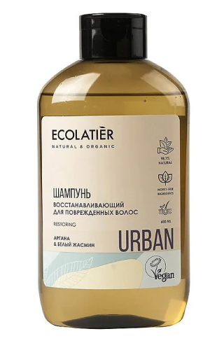 ECOLATIER Urban шампунь д/поврежденных волос аргана и белый жасмин 600мл