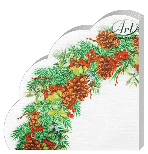 BOUQUET Art rondo салфетки столовые нг новогодний венок 3сл. 12шт