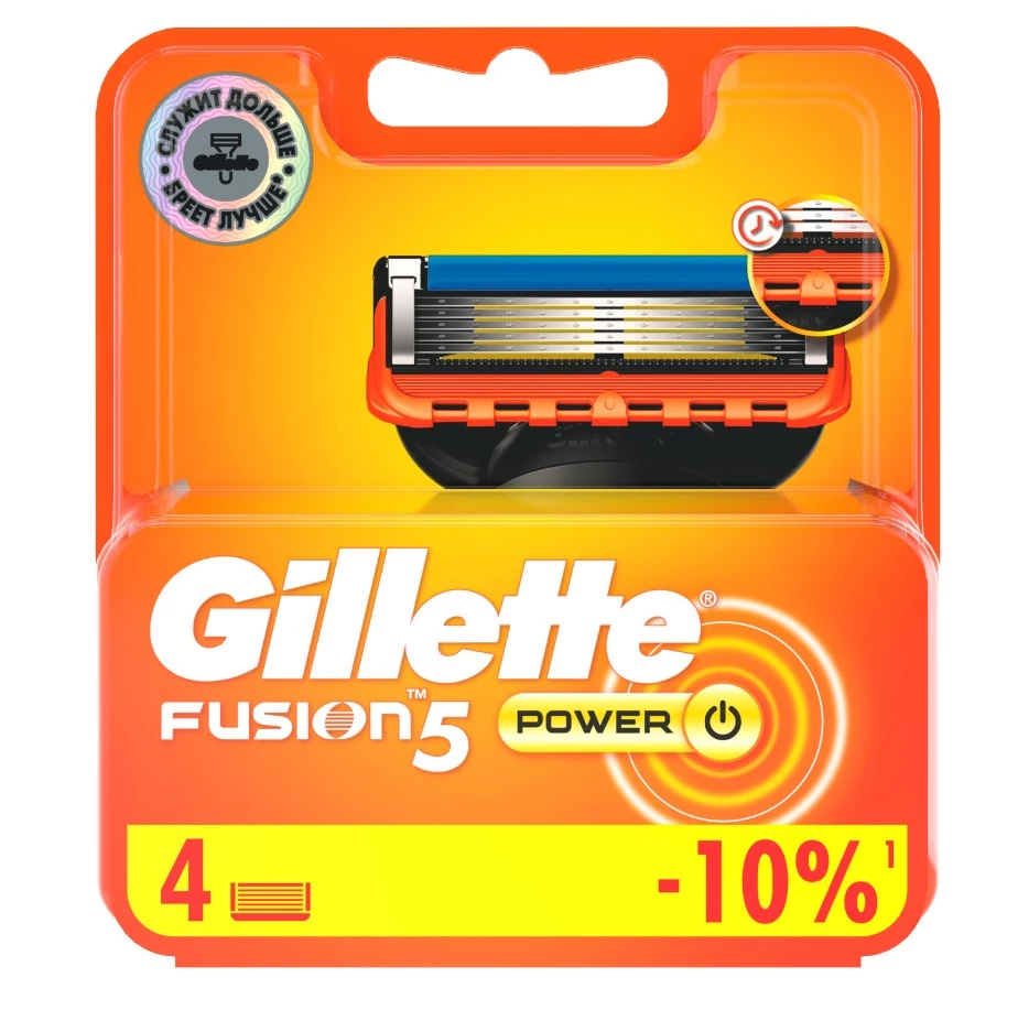 GILLETTE Fusion кассеты сменные д/бритья муж. power 4шт 095/246