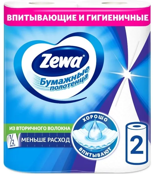 ZEWA полотенце бумажное кухонное втулка 2сл 2рулона
