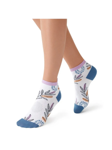 MINIMI носки женские тренд листья 4210 бьянко/джинс р.39-41