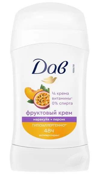 DOVE антиперспирант жен. фруктовый крем маракуйя персик 40мл стик