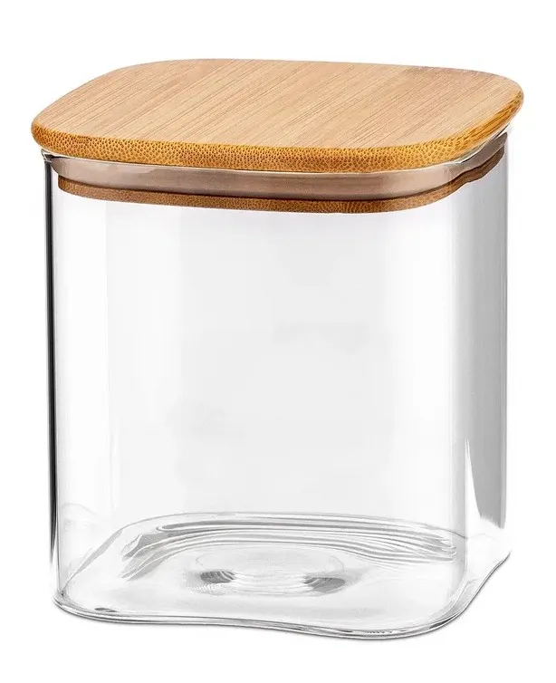 TECO банка д/сыпучих продуктов с бамбуковой крышкой стекло 600мл TC-J600-06