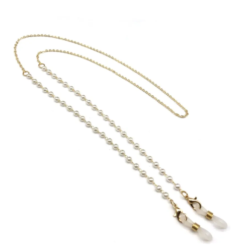 RINOVA цепочка д/очков цв.золото бусины жемчуг 162266