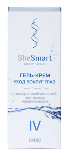 SHESMART гель-крем д/ухода вокруг глаз с гиалуроновой кислотой пептидами ниацинамидом 30мл