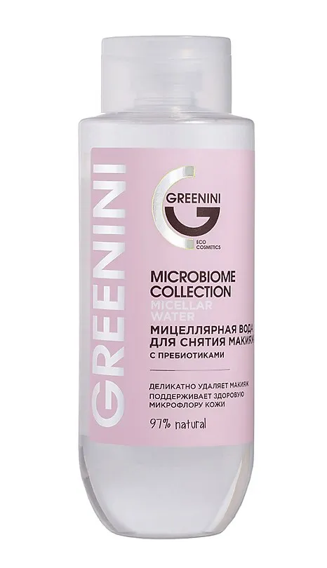 GREENINI вода мицеллярная д/снятия макияжа с пребиотиками microbiome collection 400мл