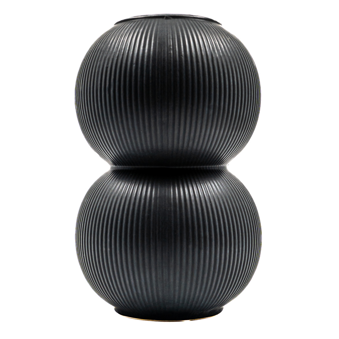 Ваза керамика 25см круглая двойная цв.белый/черный EL231107011