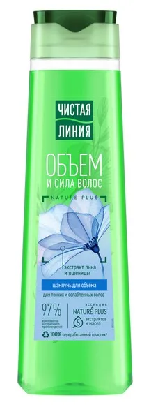 ЧИСТАЯ ЛИНИЯ шампунь д/тонких ослабленных волос пшеница и лен 400мл