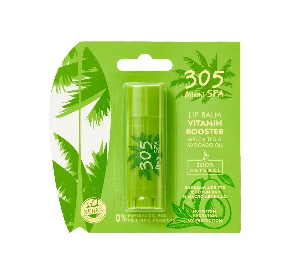 305 MIAMI SPA бальзам д/губ зеленый чай и масло авокадо 4,8г