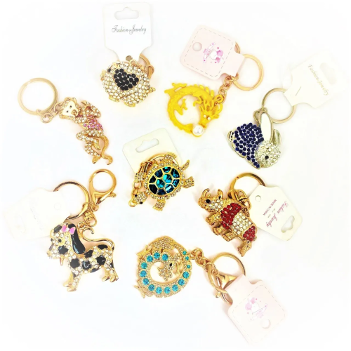 Брелок со стразами металл животные в ассорт.