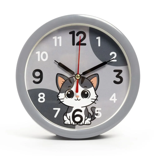 РУБИН будильник кварц цв.серый котенок 15см В4-057