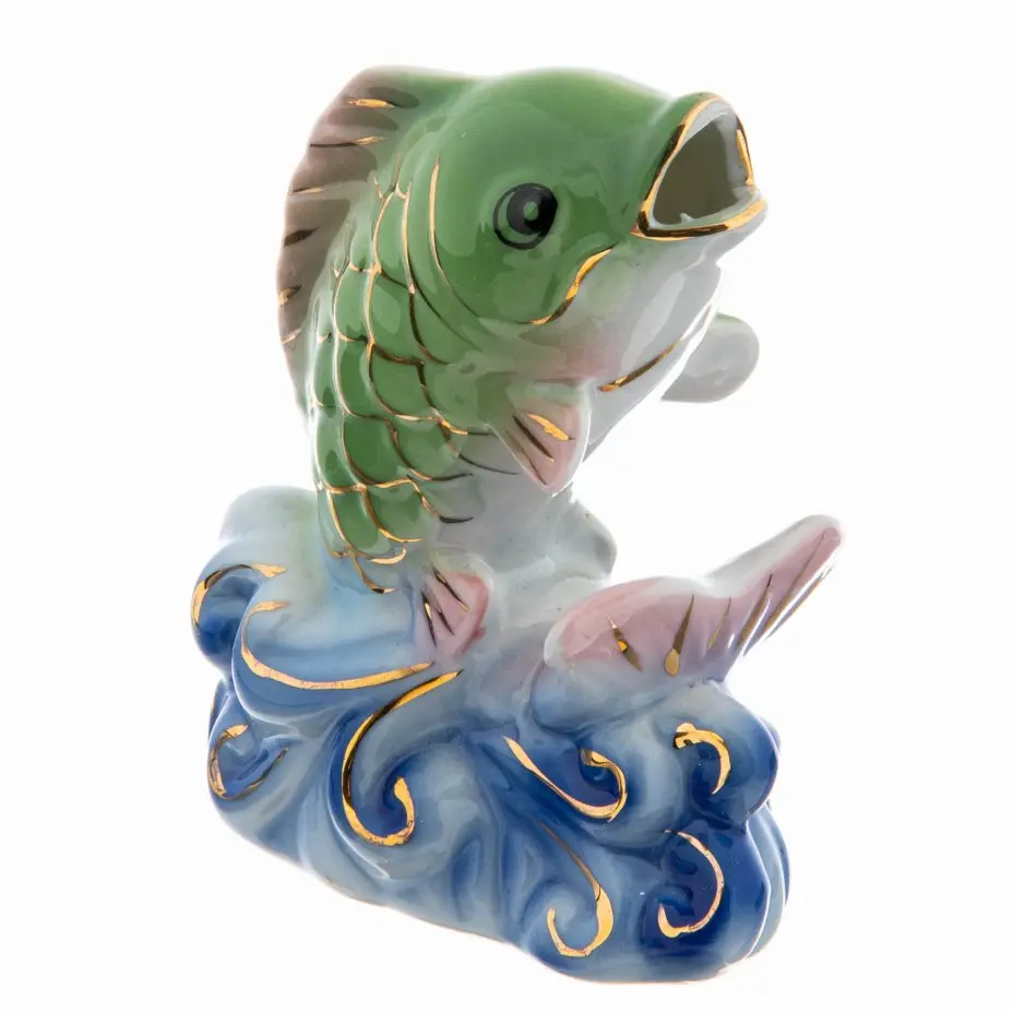 Статуэтка рыбка на волне фарфор 8см