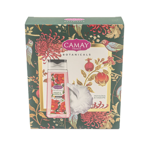 CAMAY набор подарочный цветы граната: гель д/душа, мочалка