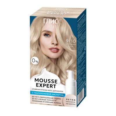 Краска-мусс для волос Глисс Кур Mousse Expert, тон: 9-10 жемчужный блонд, 85 мл