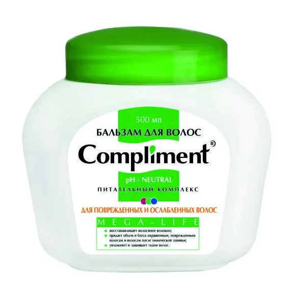 COMPLIMENT бальзам д/поврежденных и ослабленных волос mega life 500мл