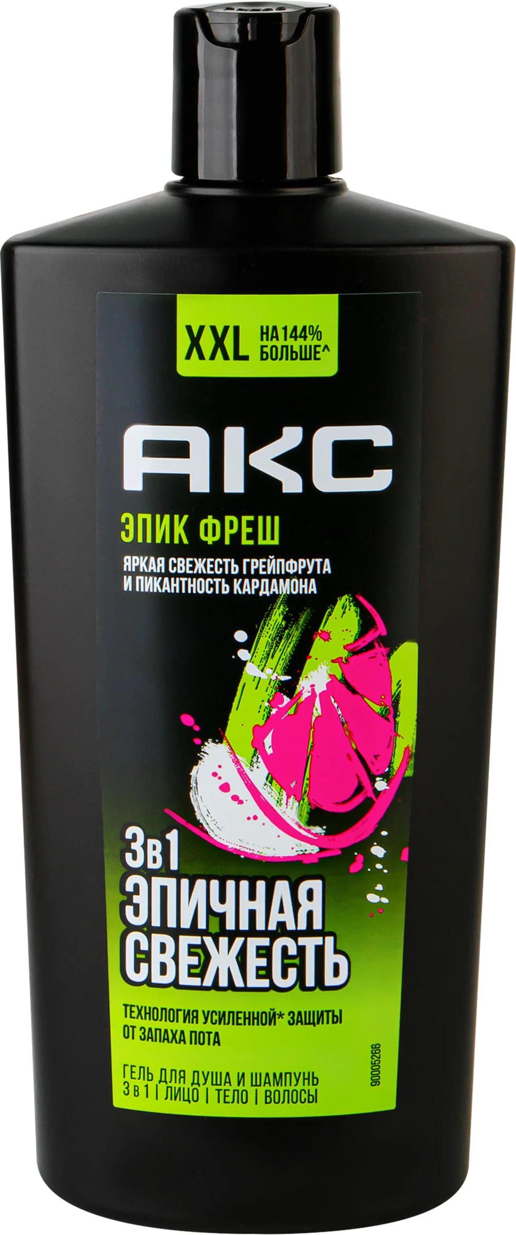 АКС гель д/душа и шампунь 3в1 epic fresh 610мл