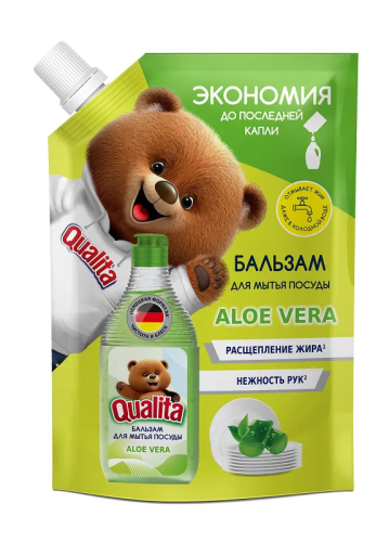 QUALITA средство д/мытья посуды green tea&aloe мяг.уп. 500мл