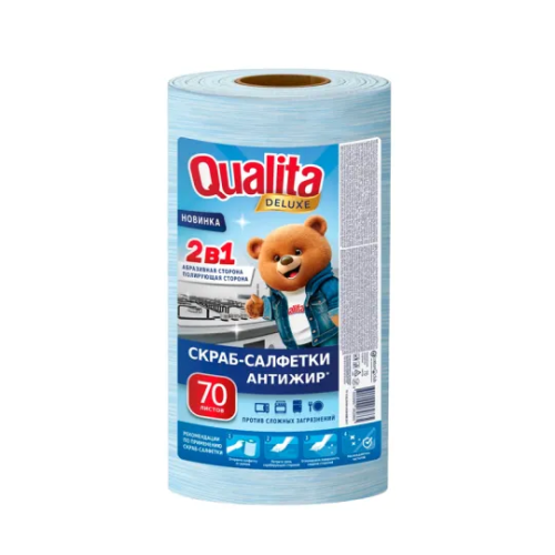 QUALITA DELUXE скраб-салфетки в рулоне 70шт