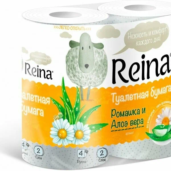 REINA Aroma бумага туалетная ромашка и алоэ вера 2сл. 4рулона