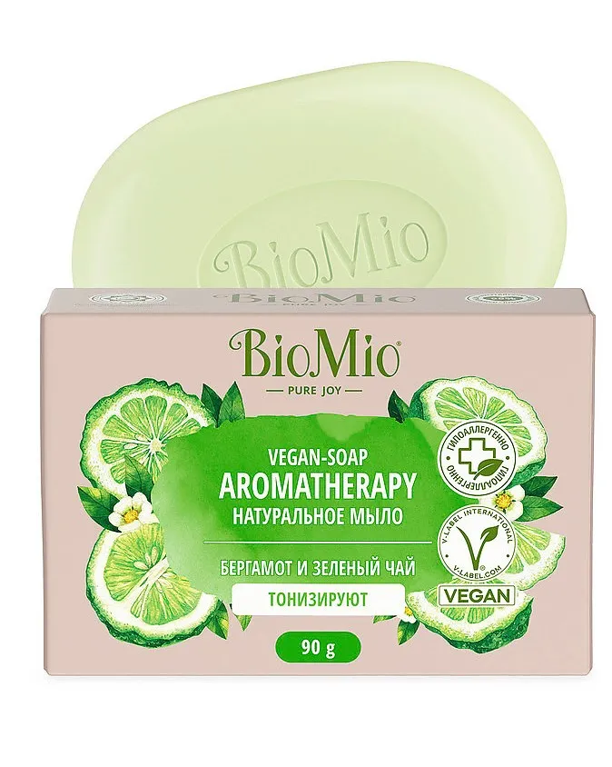 BIOMIO VEGAN-SOAP мыло натуральное бергамот и зеленый чай 90г