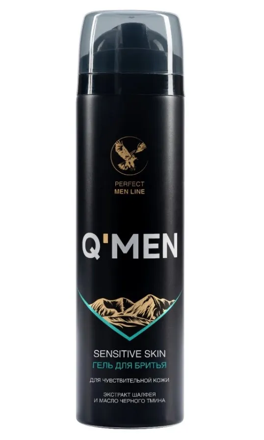 Q'MEN гель д/бритья чувствительной кожи экстракт шалфея и и масло черного тмина 200мл