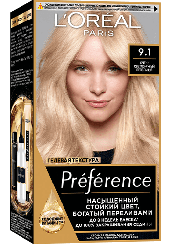 LOREAL PREFERENCE RECITAL краска д/волос т.91 викинг св.русый пепельный