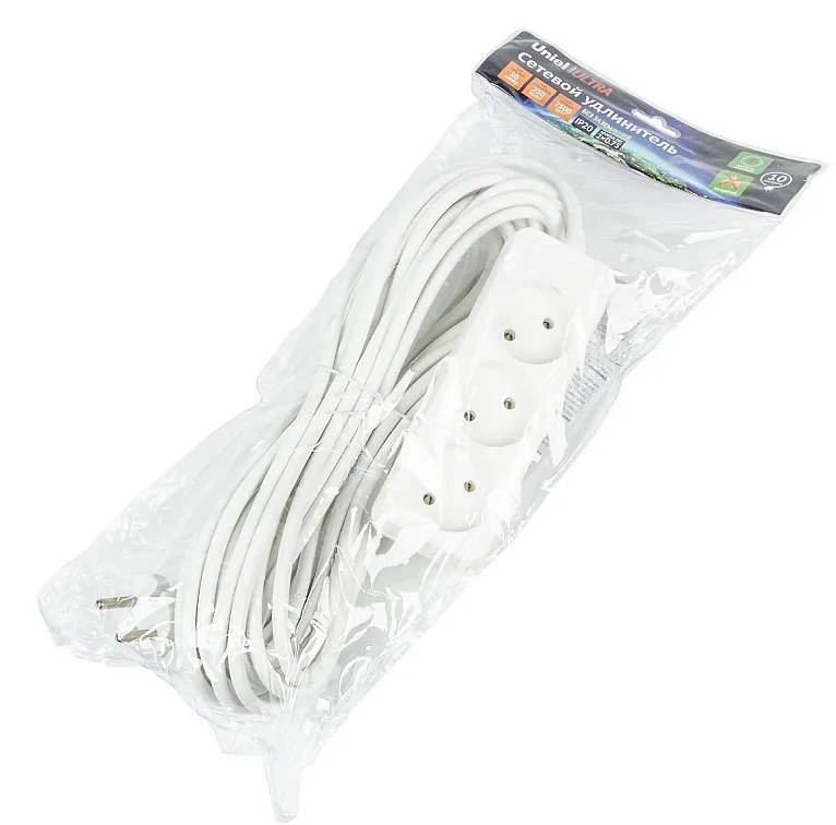 UNIEL удлинитель без заземления 10A 3гн. 10м S-CU3-10 WHITE