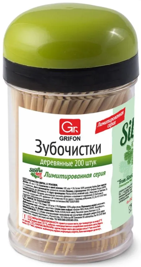 GRIFON зубочистки деревянные from siberia with love в банке 200шт 400-005/4