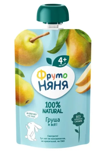 Дет пит Фрутоняня Пюре грушевое с 4мес 90г дой-пак; 12/3