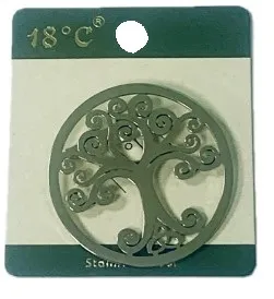 Брошь Дерево в круге цв.серебро нерж.сталь L 230676