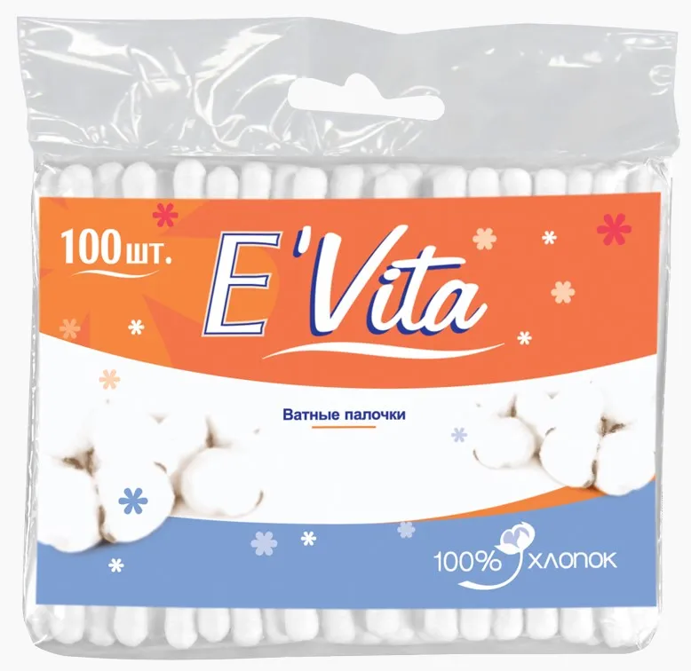 BELLA E` Vita палочки ватные п/эт 100шт BC-081-F100-012