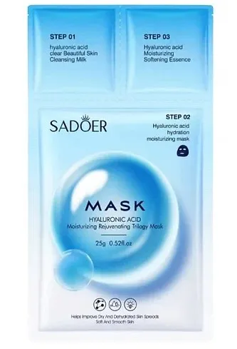 SADOER маска д/лица тканевая трехступенчатая с гиалуроновой кислотой 25г