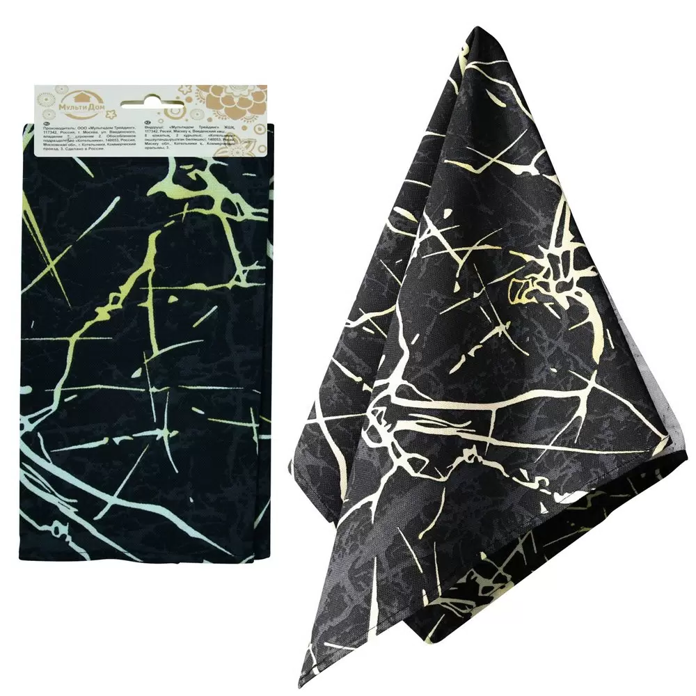 МУЛЬТИДОМ полотенце черный мрамор 35*60см МТ71-293