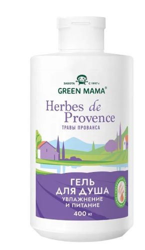 GREEN MAMA гель д/душа увлажнение и питание herbes de provence 400мл