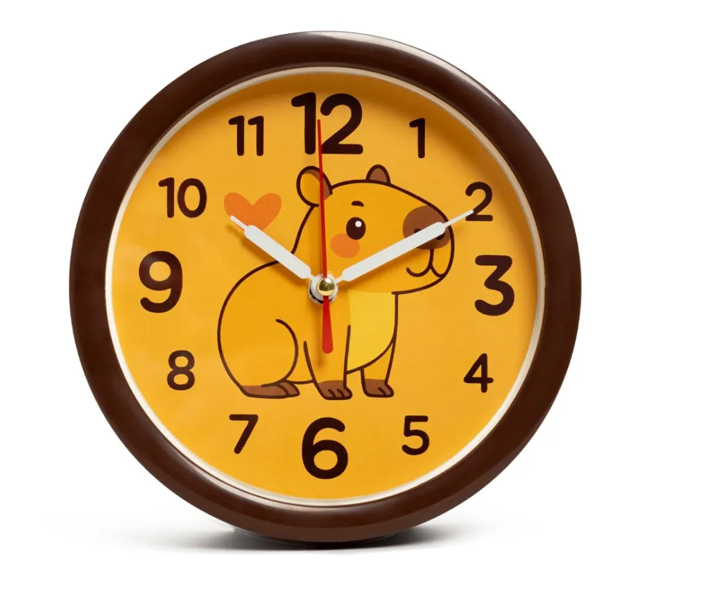 РУБИН будильник кварц цв.коричневый капибара 15см В4-059