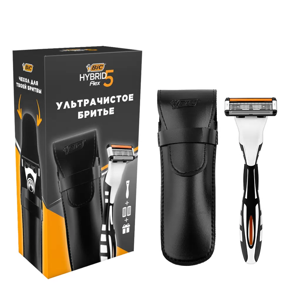 БИК станок д/бритья гибрид  флекс5, 2кассеты, чехол