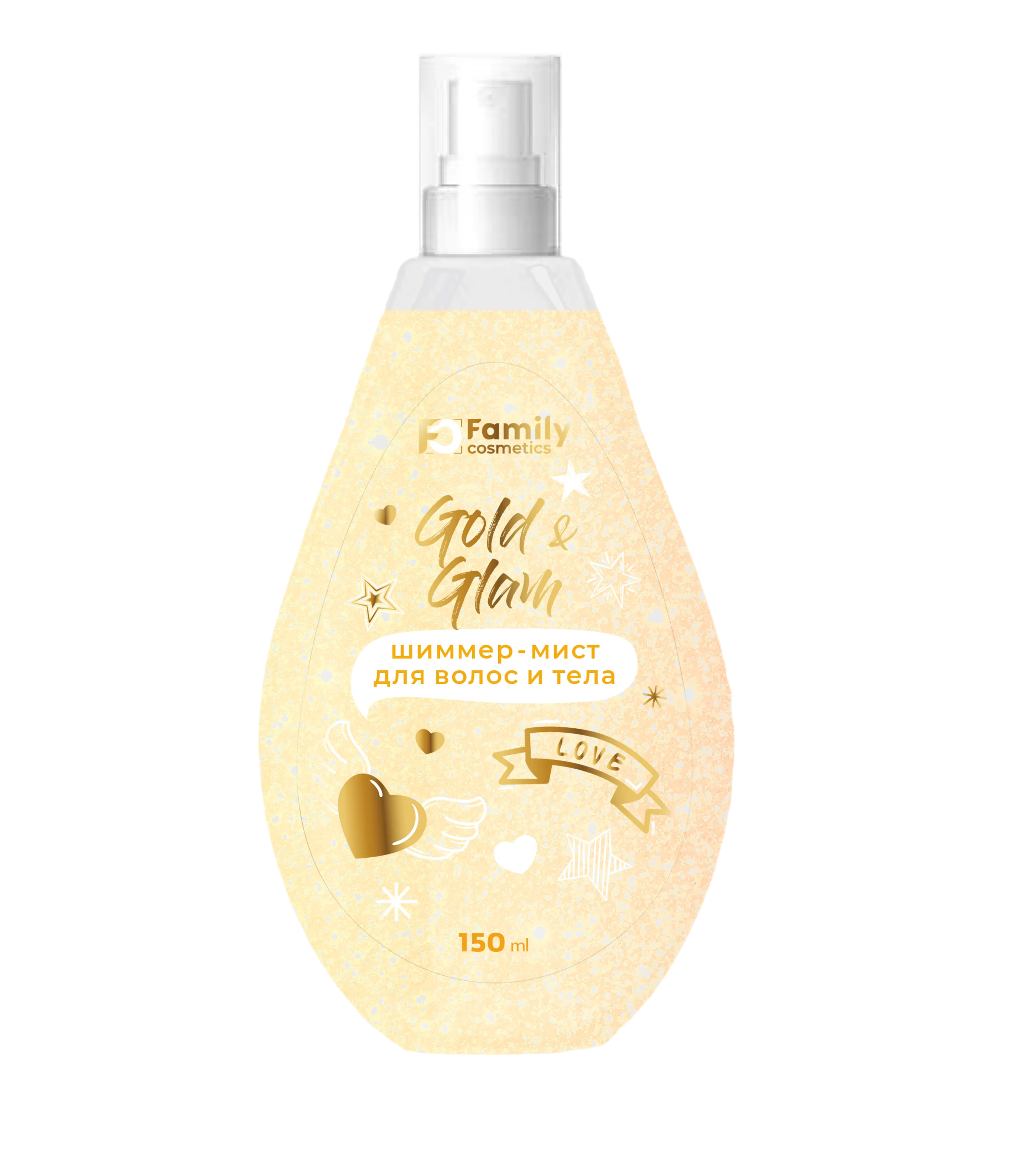 FAMILY COSMETICS шиммер-мист д/волос и тела gold&glam 150мл_