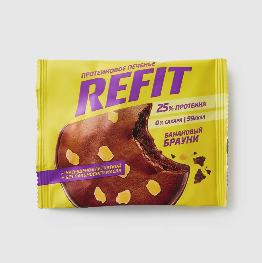 Печенье протеиновое Рефит Банановый брауни 35г; 12