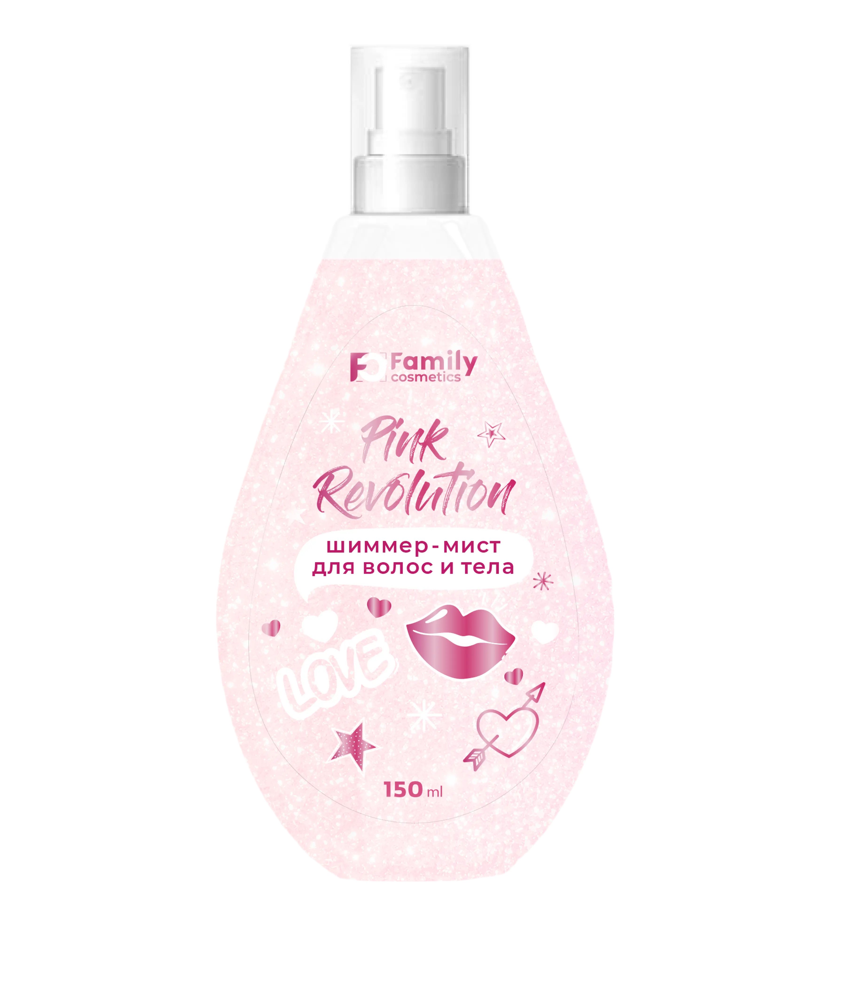 FAMILY COSMETICS шиммер-мист д/волос и тела pink revolution 150мл_