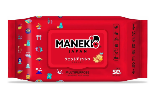 MANEKI салфетки влажные очищающие аромат цитрусов 50шт WT1096H