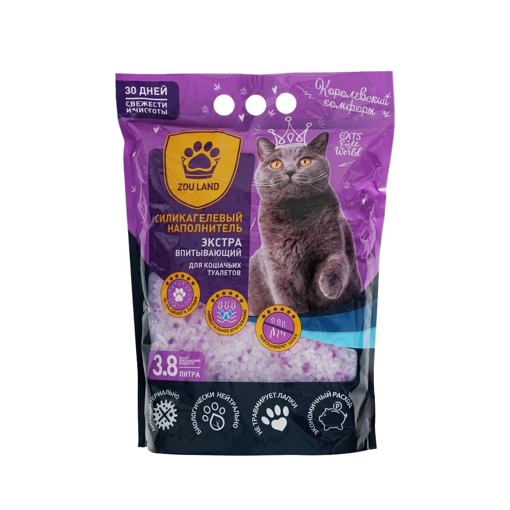 ZOU LAND наполнитель д/туалета силикагель фиолет 3,8л