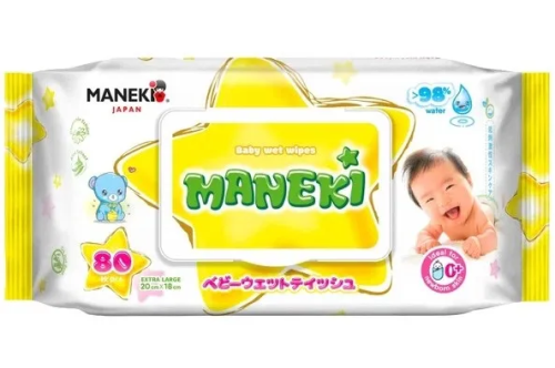 MANEKI салфетки влажные детские экстракт ромашки и алоэ 80шт WT1208H