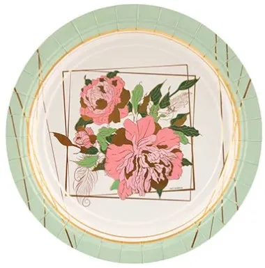 ВЕСЕЛАЯ ЗАТЕЯ набор тарелок бумажных пионы 17см 6шт 1502-4508