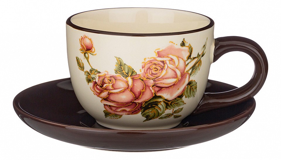 AGNESS Корейская роза нчайная пара фарфор 220мл 358-1705