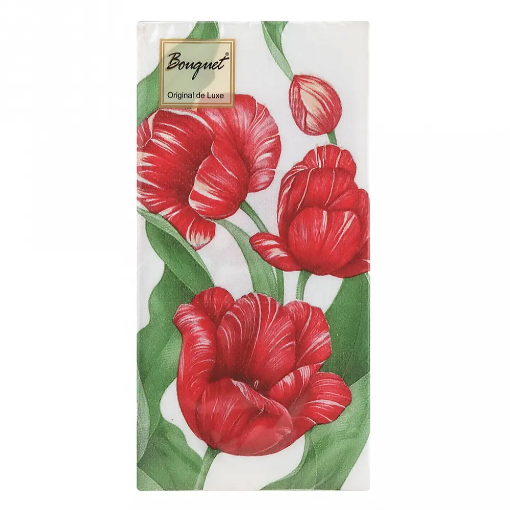 BOUQUET Original салфетки столовые верт красные тюльпаны 2сл. 33*33см 20шт