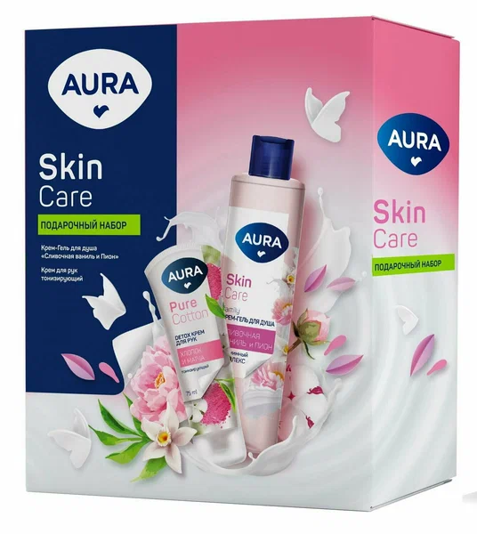 AURA подарочный набор skin care: крем-гель д/душа 250мл, detox крем д/рук 75мл